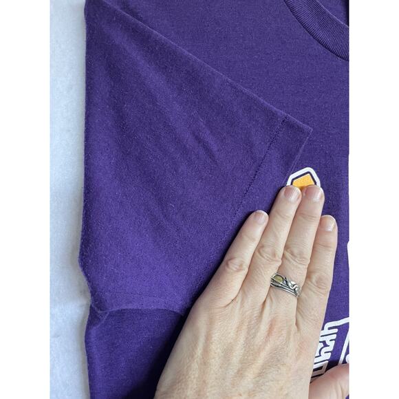 Vintage 80s Los Angeles LA Lakers Purple T-Shirt Single Stitch 50/50 Size M - Picture 6 of 8